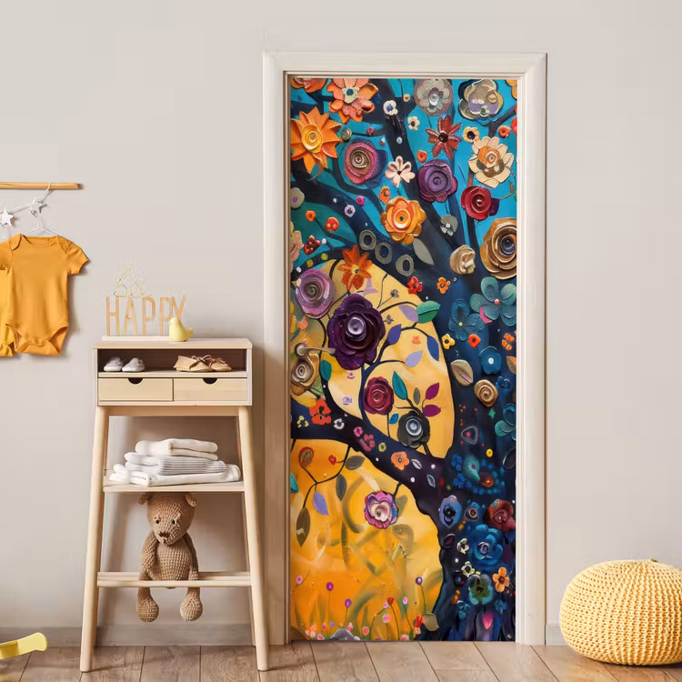 Boom - Levensboom - Kleurrijk - Bloemen - Modern deurposter klein -sfeer4