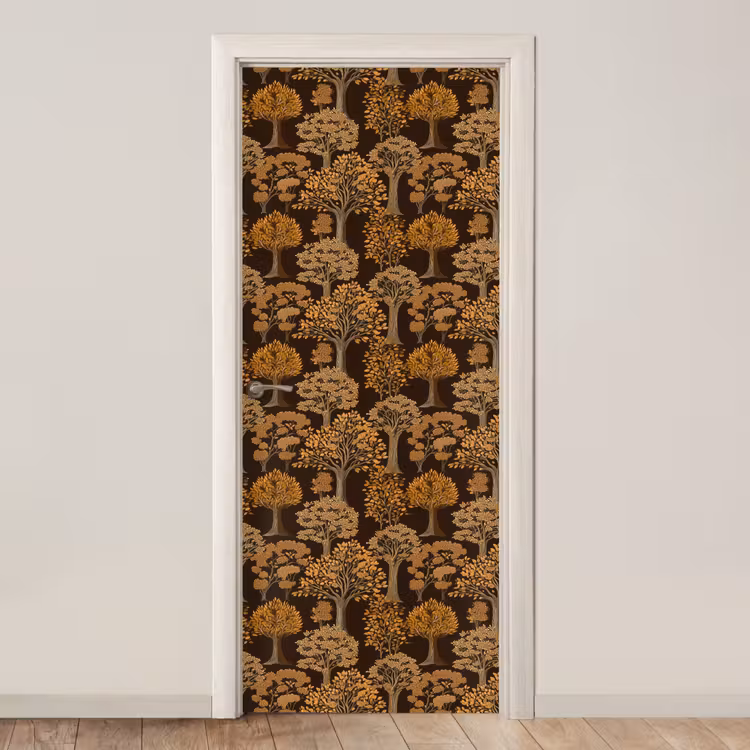 Bomen - Patroon - Bruin deurposter klein 289 -3d_beige