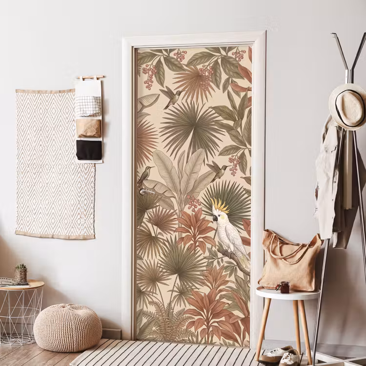 Tropisch - Vogels - Beige deurposter klein -sfeer6