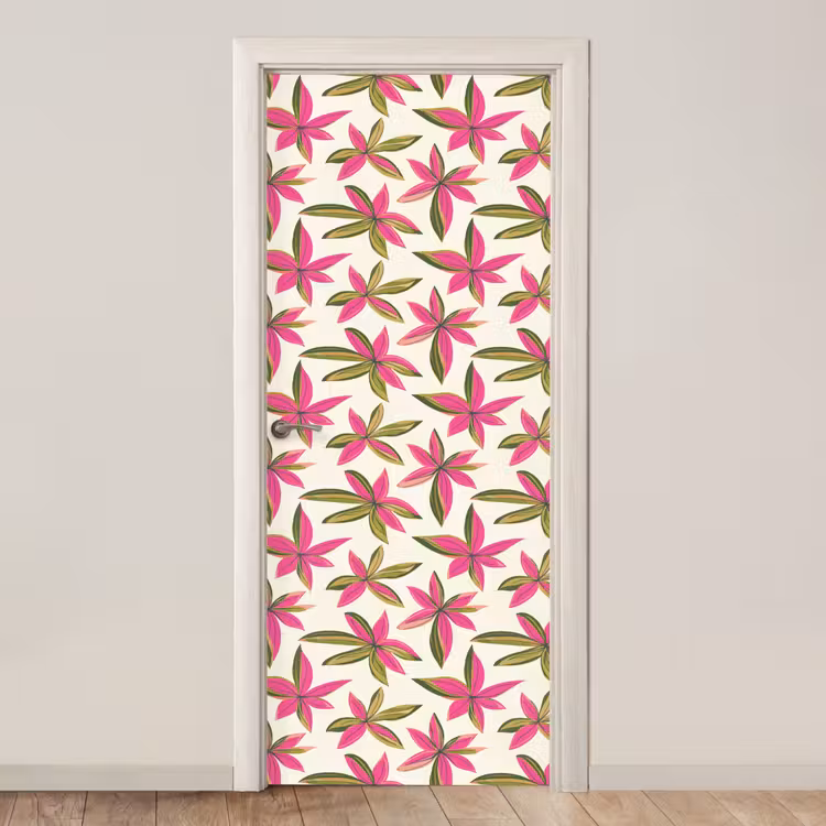 Tropisch - Bloem - Roze deurposter klein 289 -3d_beige