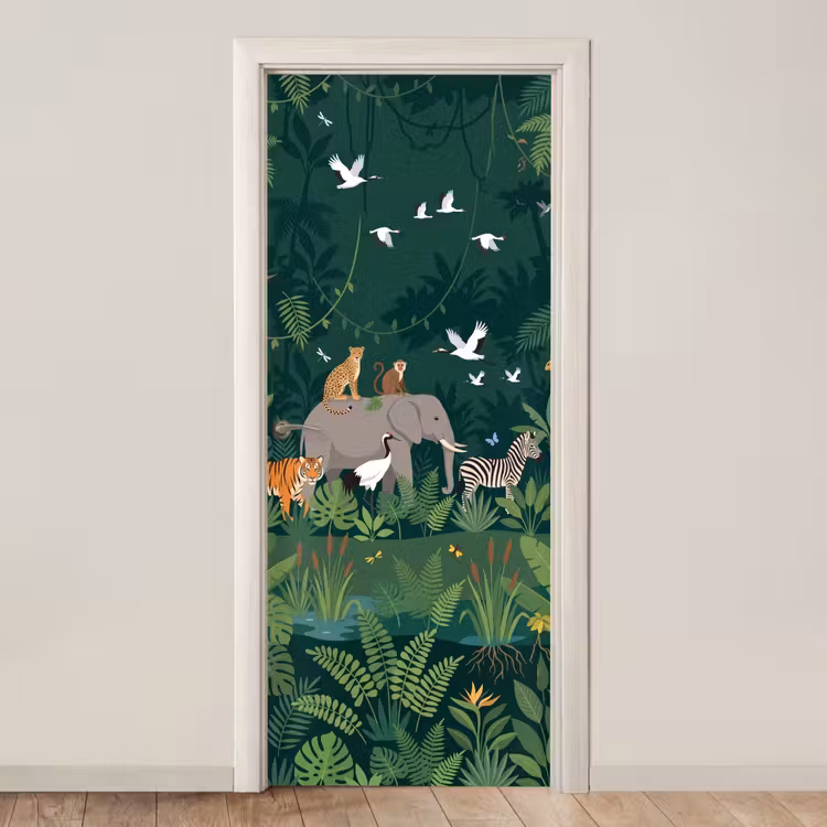 Tropisch - Jungle - Groen deurposter klein -3d_beige
