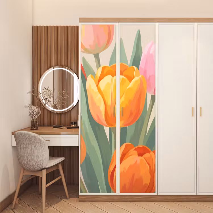 Tulpen - Abstract - Kleurrijk deurposter klein -sfeer3