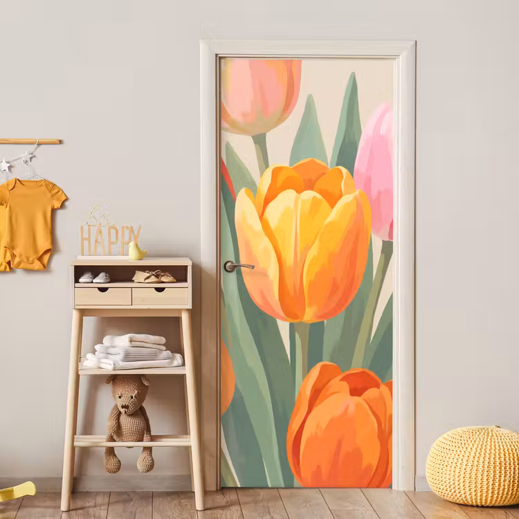 Tulpen - Abstract - Kleurrijk deurposter klein -sfeer4