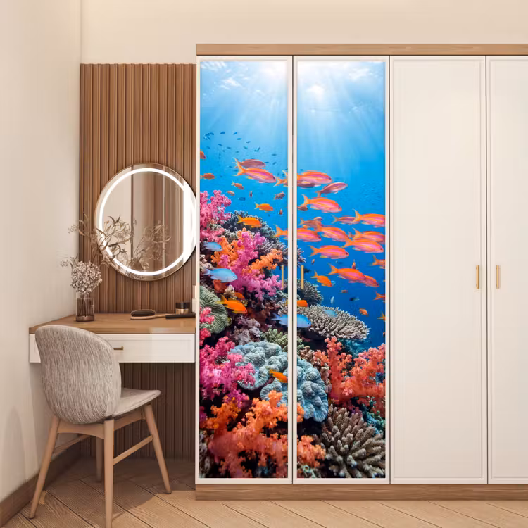 Onderwater - Koraalrif - Vissen - Oceaan - Natuur deurposter klein -sfeer3