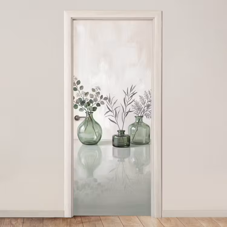 Vazen - Bladeren - Groen deurposter klein -3d_beige