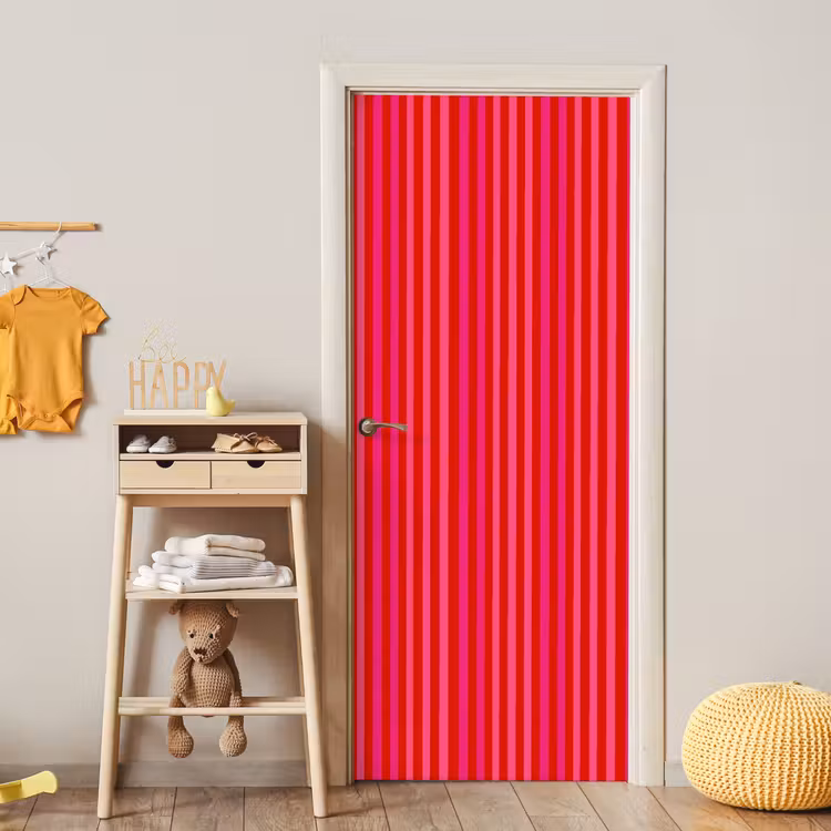 Verticaal - Strepen - Roze deurposter klein 289 -sfeer4
