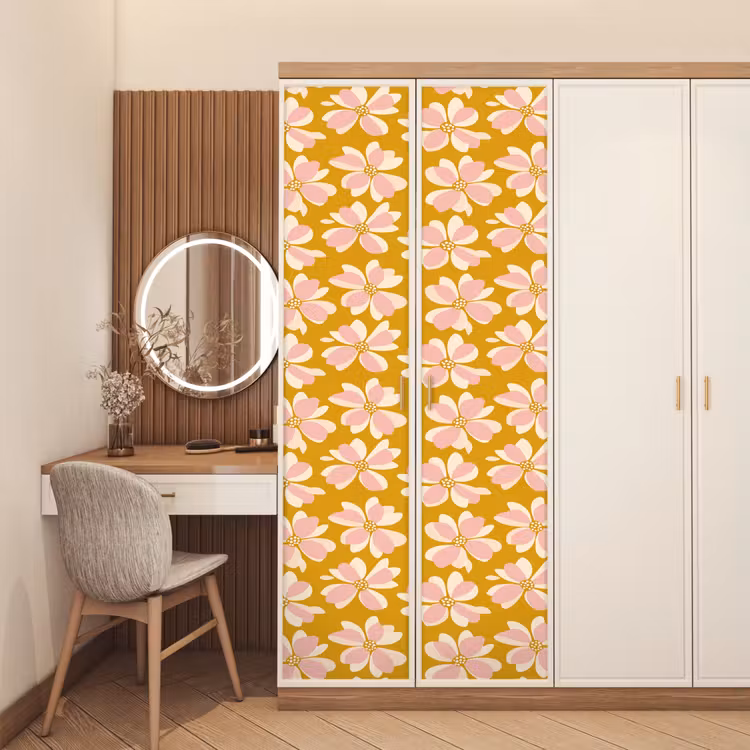 Vintage - Bloemen - Okergeel deurposter klein 289 -sfeer3