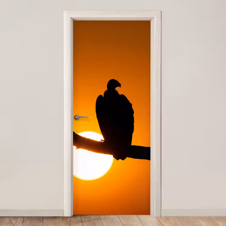 Gier - Tak - Zon - Oranje deurposter klein -3d_beige