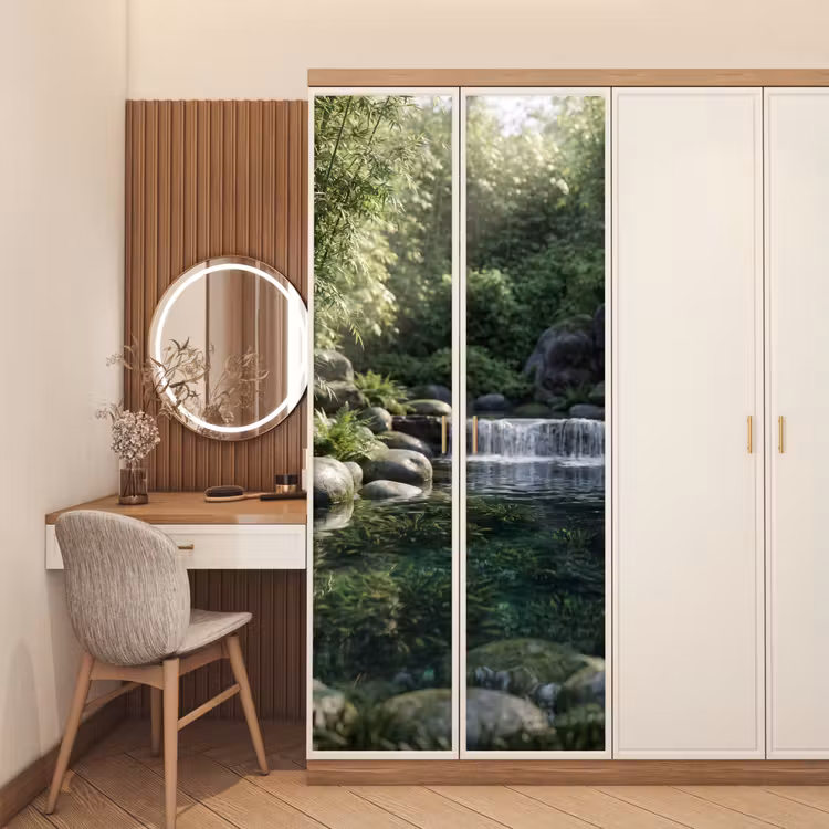 Beek - Waterval - Natuur - Groen deurposter klein -sfeer3