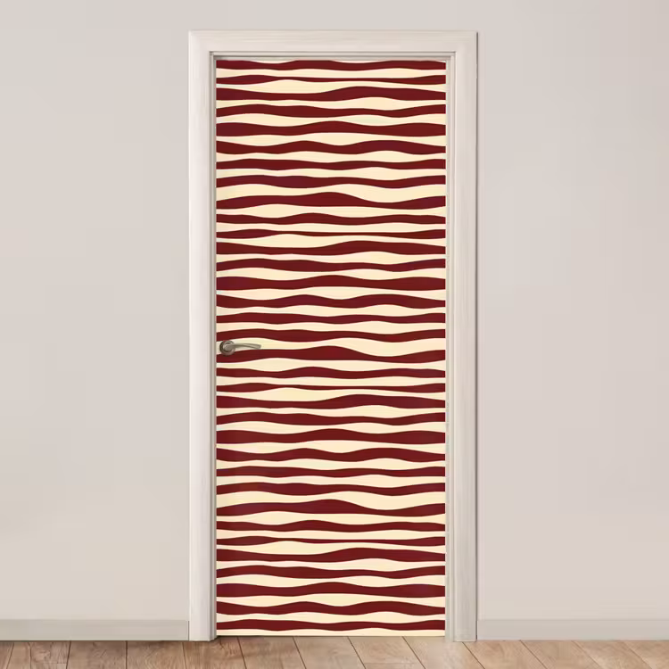Golven - Rood - Patroon - Crème deurposter klein 289 -3d_beige