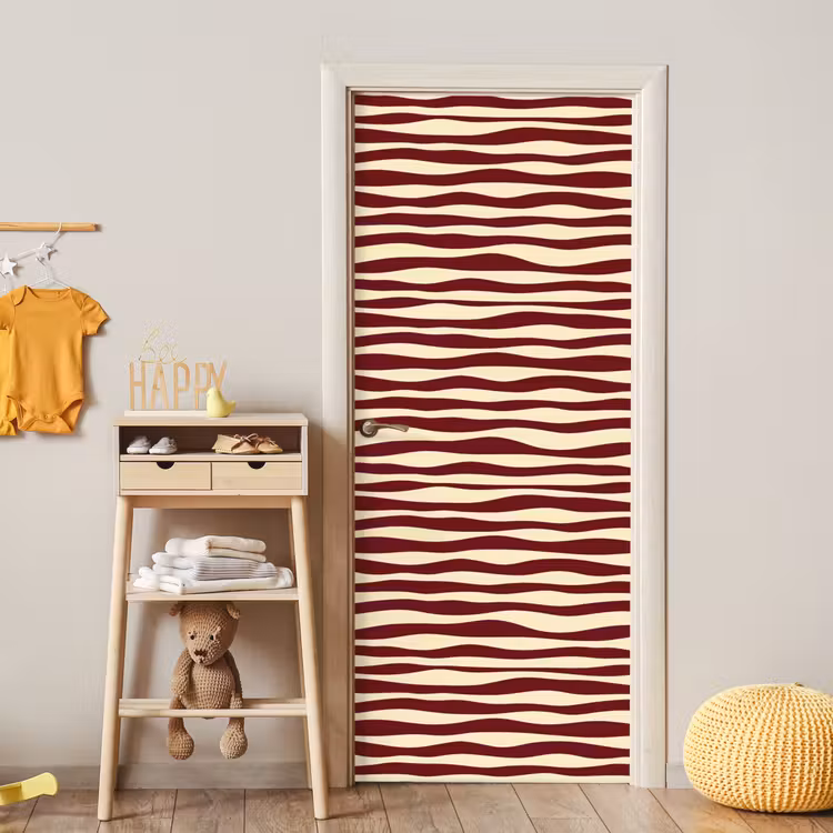 Golven - Rood - Patroon - Crème deurposter klein 289 -sfeer4