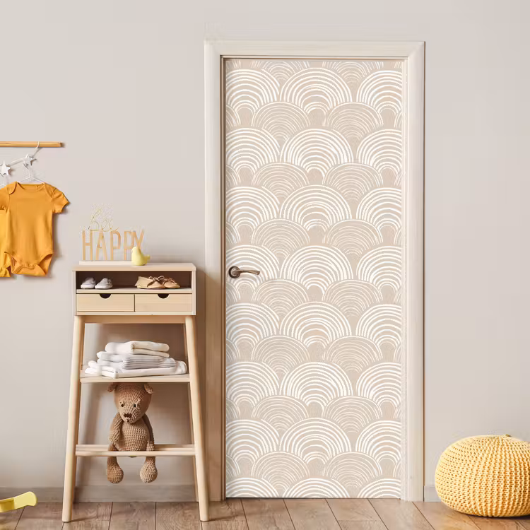 Golven - Structuur - Beige deurposter klein 289 -sfeer4