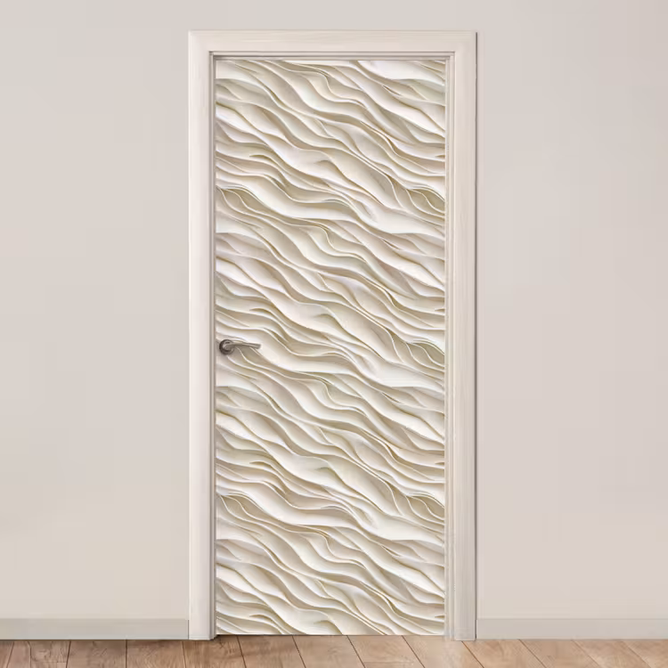 Golven - Wit - Minimalistisch deurposter klein 289 -3d_beige