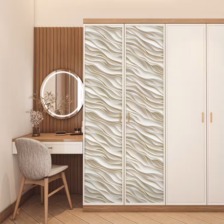 Golven - Wit - Minimalistisch deurposter klein 289 -sfeer3