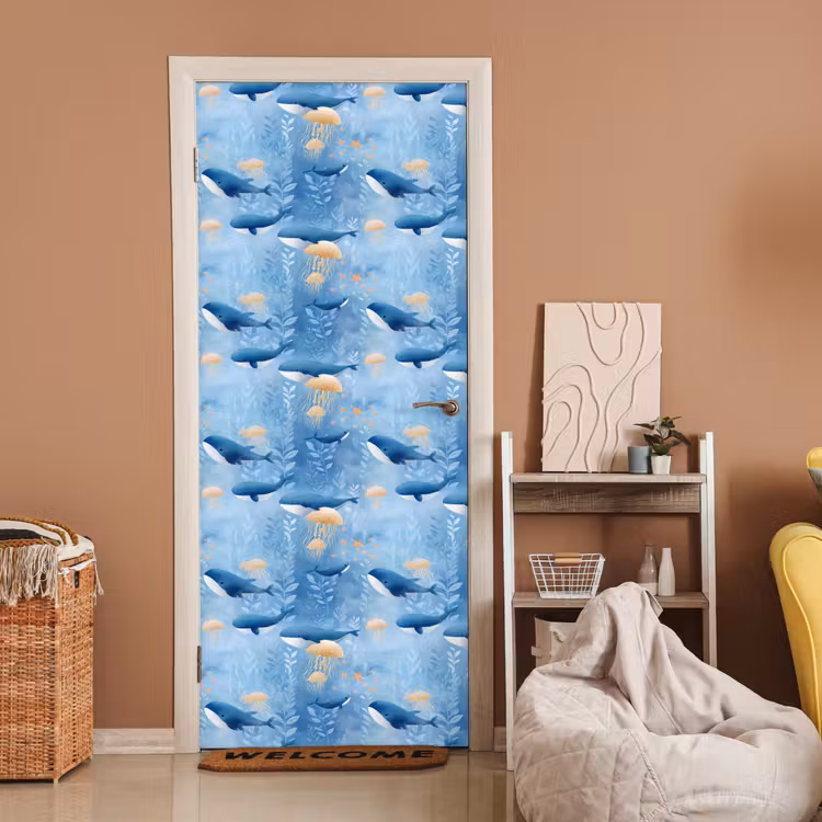 Walvissen - Oceaan - Blauw deurposter klein 289 -sfeer1