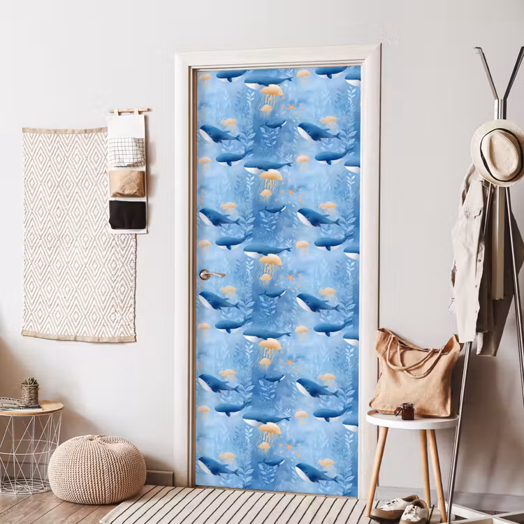 Walvissen - Oceaan - Blauw deurposter klein 289 -sfeer6