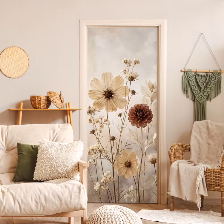 Wilde bloemen - Botanisch - Vintage - Natuur - Rustiek deurposter klein -sfeer2