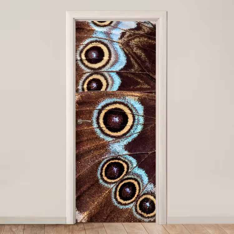 Vleugels - Vlinder - Blauw deurposter klein -3d_beige