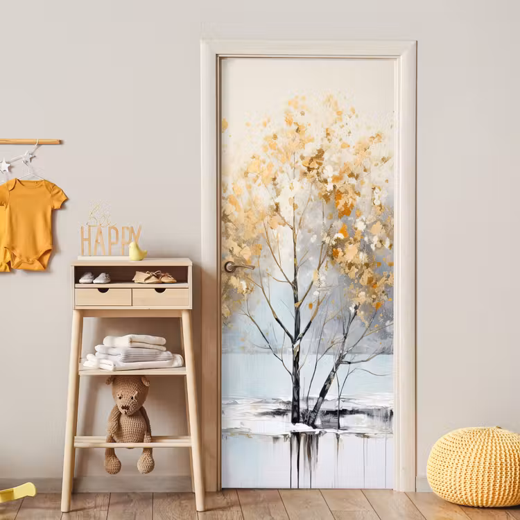 Winter - Bomen - Natuur - Acryl - Kunst deurposter klein -sfeer4