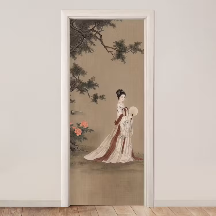 Vrouw - Azië - Kunst - Beige deurposter klein -3d_beige