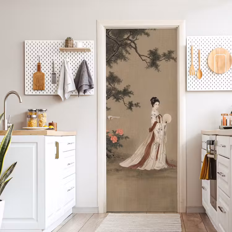 Vrouw - Azië - Kunst - Beige deurposter klein -sfeer5