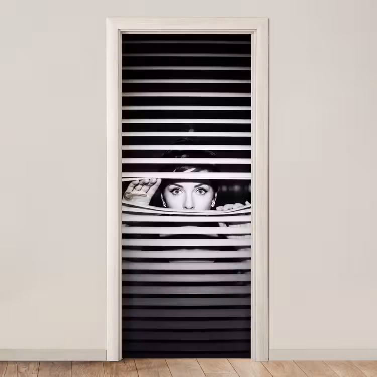 Vrouw - Jaloezieƫn - Portret - Zwart-wit deurposter klein -3d_beige