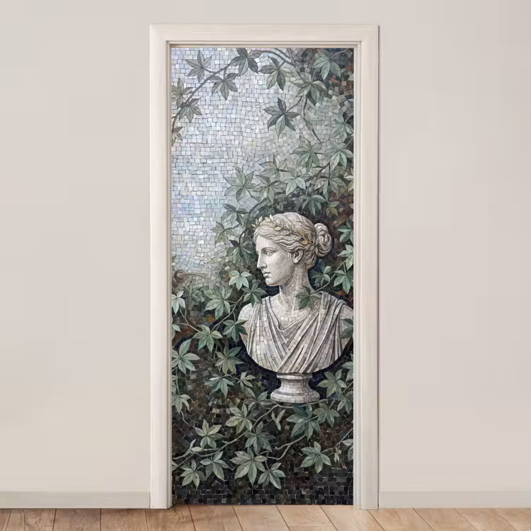 Vrouw - Klassiek - Mozaiëk - Natuur - Groen deurposter klein -3d_beige