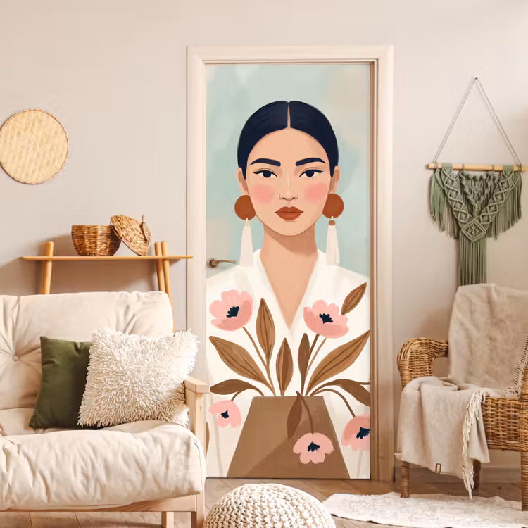 Vrouw - Kimono - Pastel deurposter klein -sfeer2
