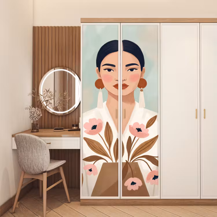 Vrouw - Kimono - Pastel deurposter klein -sfeer3