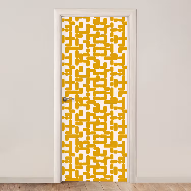 Geel - Beige - Patroon deurposter klein 289 -3d_beige