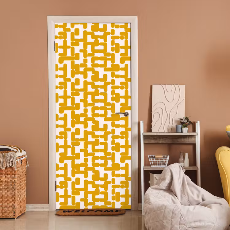 Geel - Beige - Patroon deurposter klein 289 -sfeer1