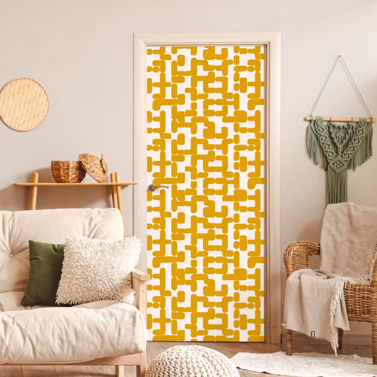Geel - Beige - Patroon deurposter klein 289 -sfeer2