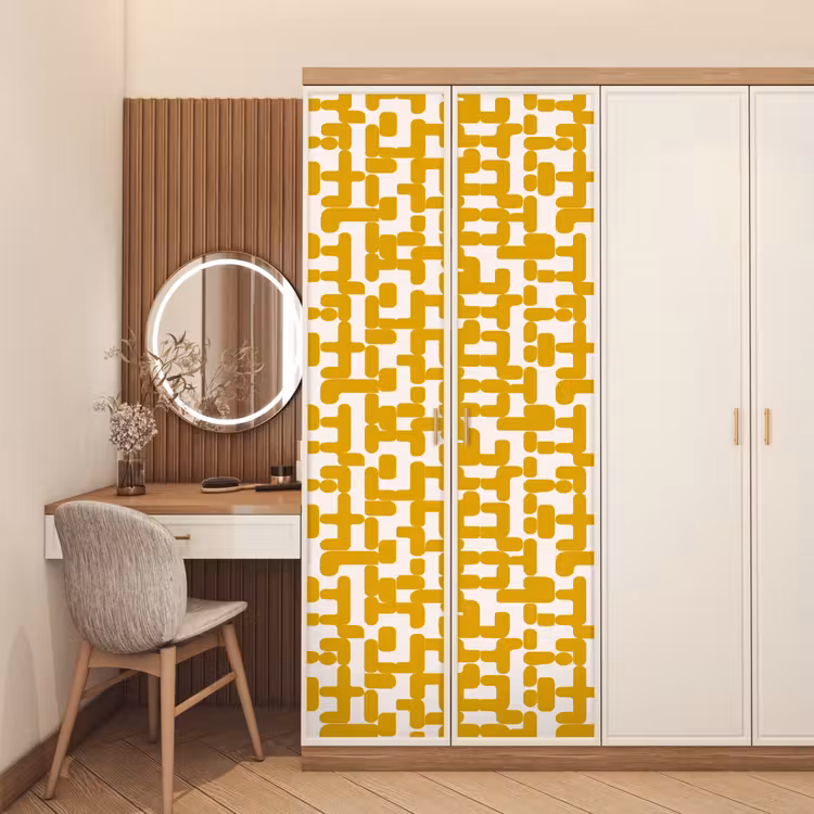 Geel - Beige - Patroon deurposter klein 289 -sfeer3