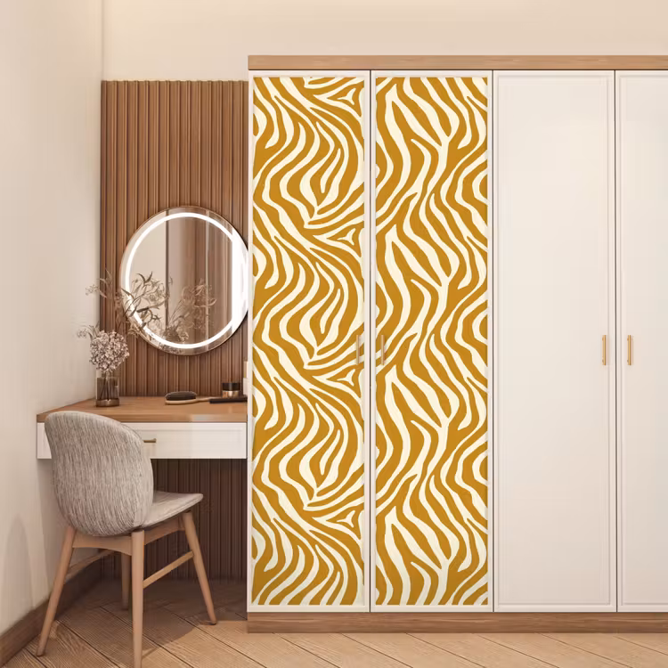 Zebra - Klassiek - Oker - Geel deurposter klein 289 -sfeer3