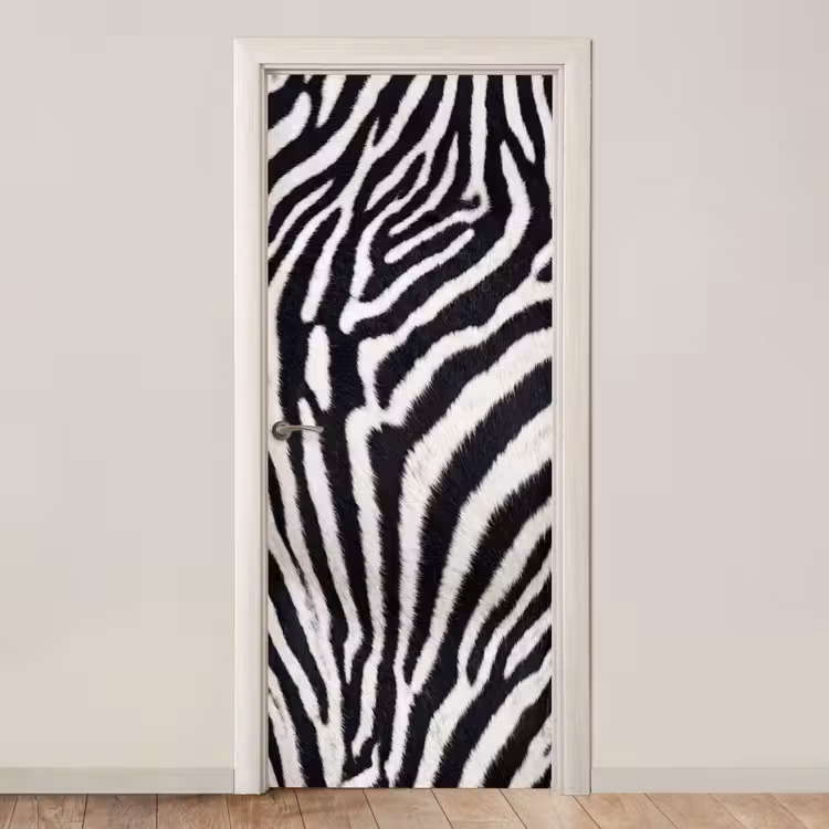 Zebra - Vacht - Klassiek - Zwart - Wit deurposter klein -3d_beige