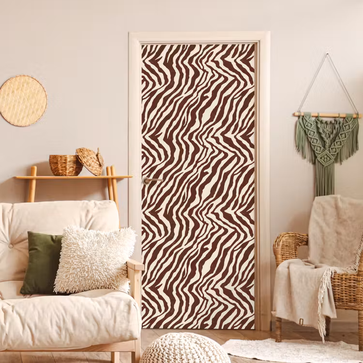 Zebra - Patroon - Zwart - Wit deurposter klein 289 -sfeer2