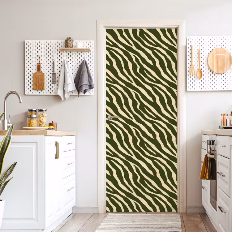 Zebra - Patroon - Groen deurposter klein 289 -sfeer5
