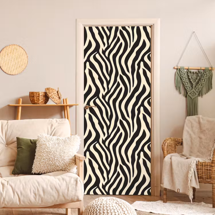 Zebra - Print - Klassiek - Zwart deurposter klein 289 -sfeer2