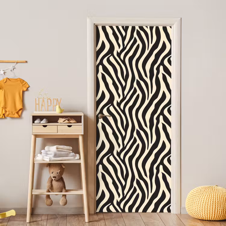 Zebra - Print - Klassiek - Zwart deurposter klein 289 -sfeer4
