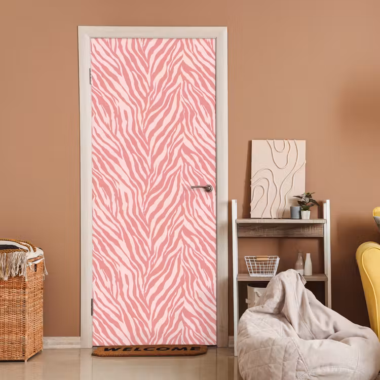 Zebra - Print - Roze deurposter klein 289 -sfeer1