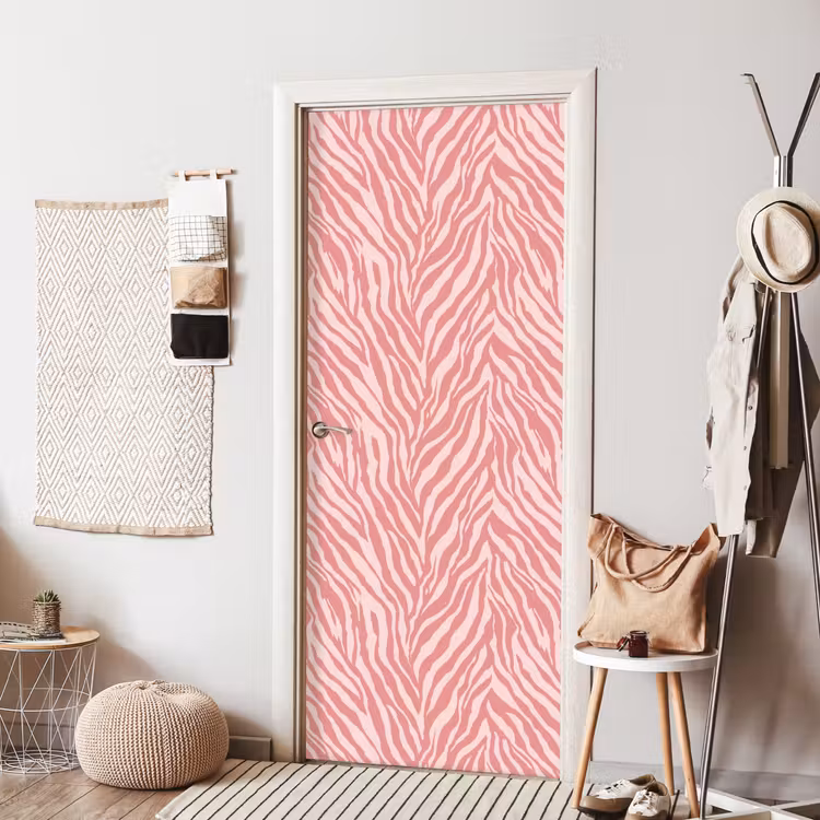 Zebra - Print - Roze deurposter klein 289 -sfeer6
