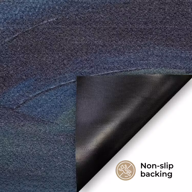 Abstract - Acryl - Blauw - Goud - Elegant Deurmat klein -antislip_EN