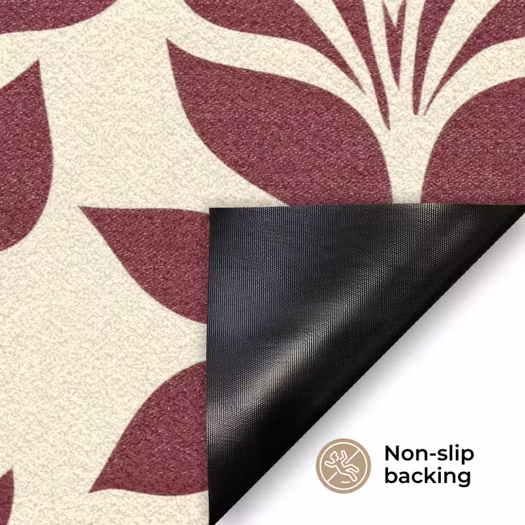 Abstract - Bladeren - Burgundy Deurmat klein 898 -antislip_EN