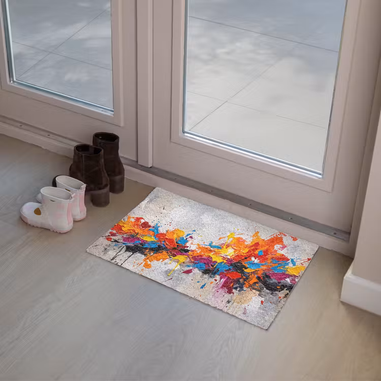 Abstract - Schilderij - Kleurrijk - Dynamisch Deurmat klein -sfeer3