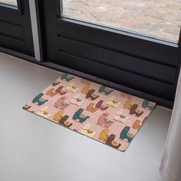 Alpaca's - Patroon - Kleurrijk Deurmat klein 898 -sfeer2