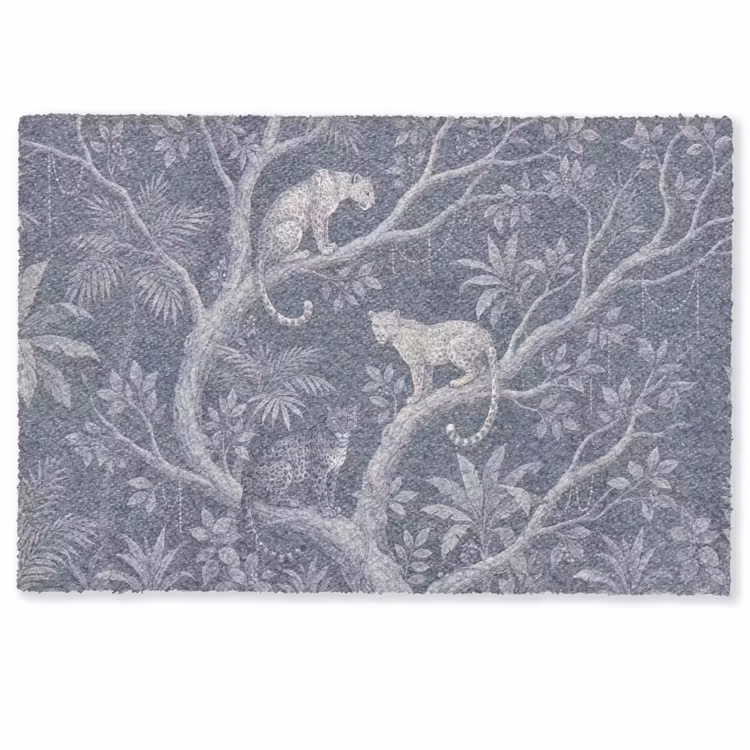 Dieren - Jungle - Illustratie - Bomen - Blauw Deurmat klein -zkaufland3d