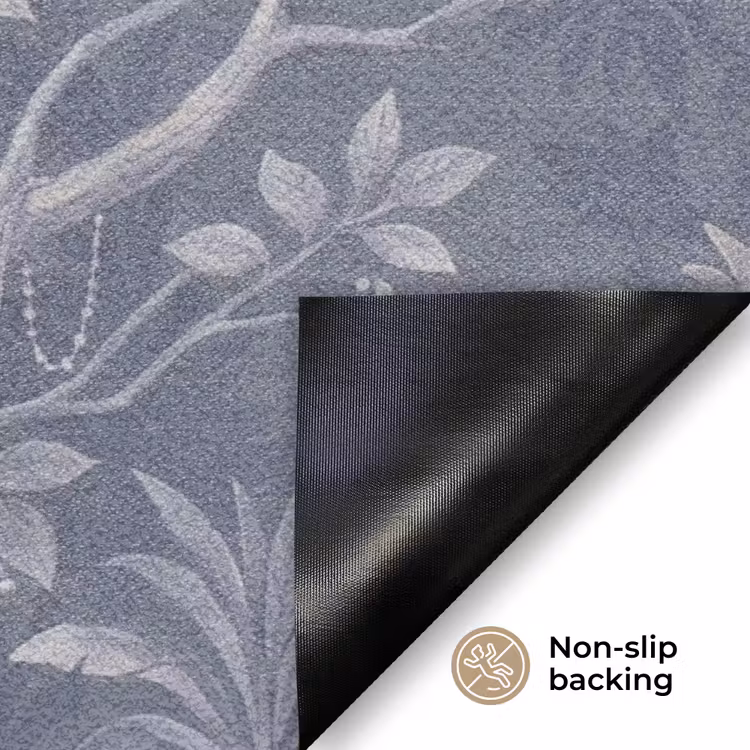 Dieren - Jungle - Illustratie - Bomen - Blauw Deurmat klein -antislip_EN