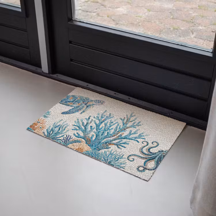 Dieren - Onderwater - Natuur - Mozaïek - Blauw Deurmat klein -sfeer2