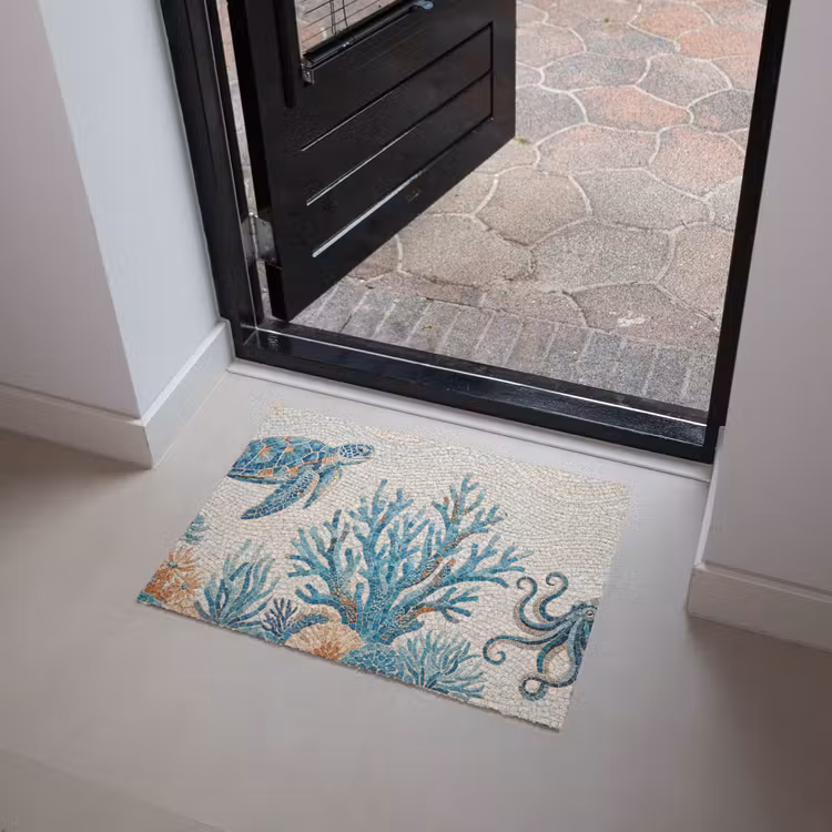Dieren - Onderwater - Natuur - Mozaïek - Blauw Deurmat klein -sfeer5
