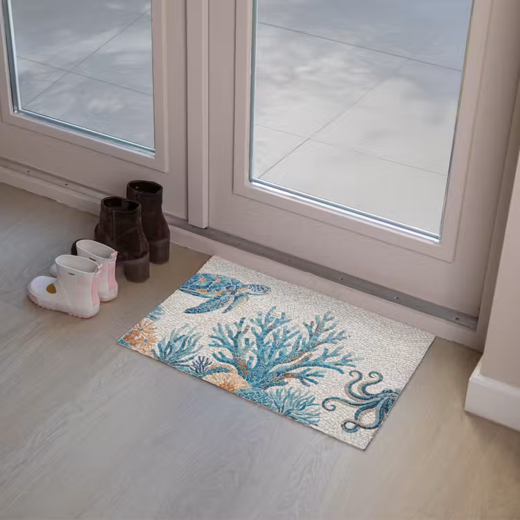 Dieren - Onderwater - Natuur - Mozaïek - Blauw Deurmat klein -sfeer3